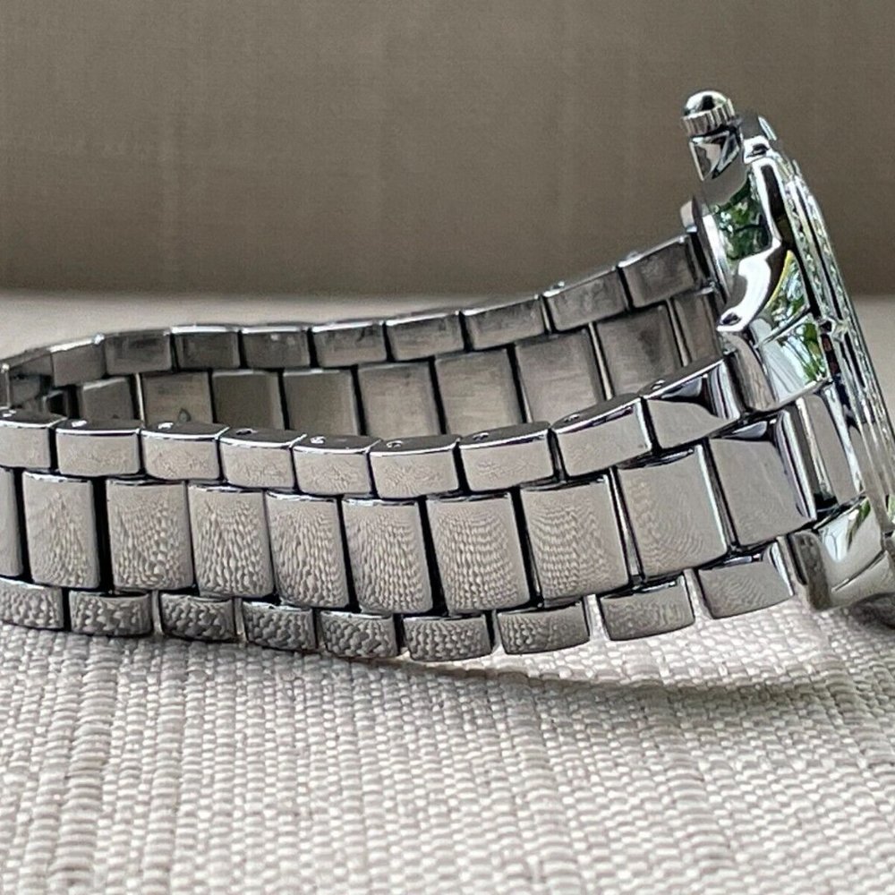 Badgley Mischka Ladies Watch Silver Tone Crystals Accent Analog Quartz Watch Box - Picture 8 of 12